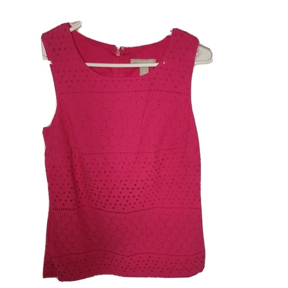 Banana Republic Womens Sleeveless Pink Eyelet‎ Lace Top Size 2